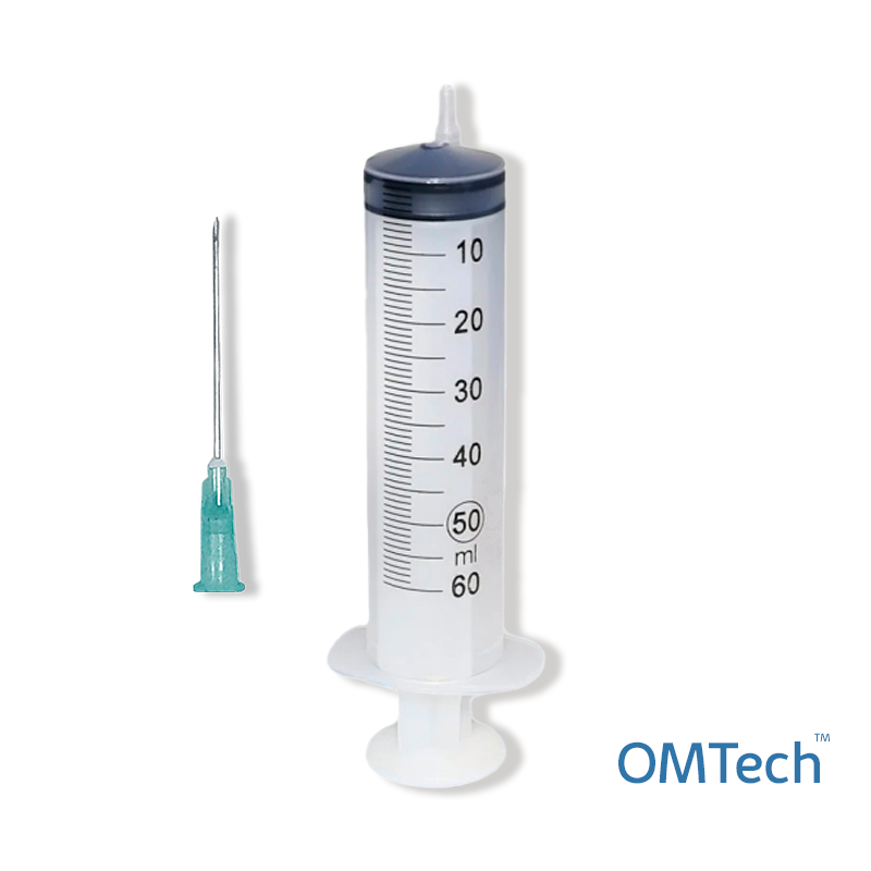 Шприц ін’єкційний 2-х компонентний одноразовий стерильний OMTech™ 60 мл Luer Lock з голкою 1,60 ммx38мм (16G )